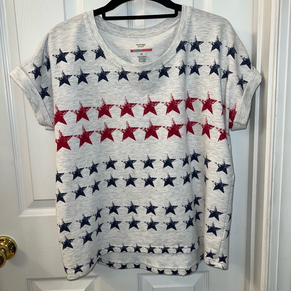 Style & Co Sport Essential Sweatshirt Stars Sz PL
